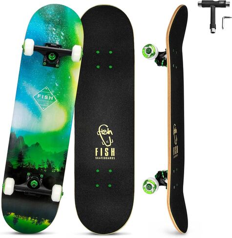 Skateboards for Teens Girls ，Skateboards for Adults 8 Layer 31 Inch Canadian Maple Double Kick Deck Concave Cruiser Trick Skate Board in Saudi Arabia
