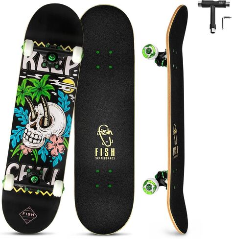 Skateboards for Teens Girls ，Skateboards for Adults 8 Layer 31 Inch Canadian Maple Double Kick Deck Concave Cruiser Trick Skate Board in Saudi Arabia