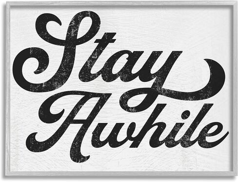 Stupell Industries Stay Awhile Retro Text كاجوال عبارة عتيقة مؤطرة، لوحة فنية جدارية مؤطرة، من تصميم Daphne Polselli in Saudi Arabia