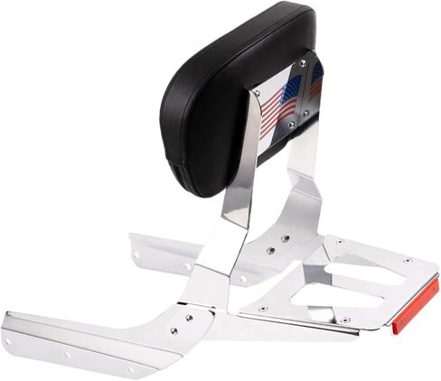 Powersports Sissy Bar مع رف أمتعة بنمط علم مسند الظهر لسيارة Honda VTX 1300N 1300R 1300S 1800N 1800R 1800S (فضي) in Kuwait