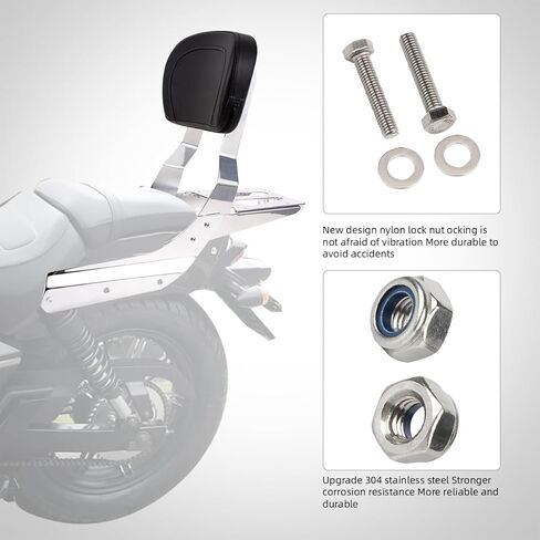 Powersports Sissy Bar مع رف أمتعة بنمط علم مسند الظهر لسيارة Honda VTX 1300N 1300R 1300S 1800N 1800R 1800S (فضي) in Kuwait