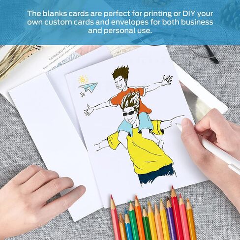 Blank White Cards and Envelopes 50 Pack, Ohuhu 5 x 7 Heavyweight Folded Cards and A7 Envelopes for DIY Greeting Cards, Wedding, Birthday, Invitations, Thank You Cards & All Occasion in Kuwait