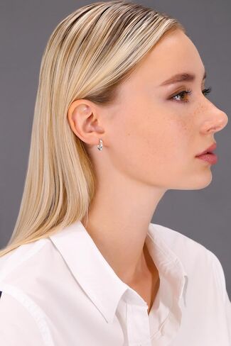 10K White Gold Classic Shiny Polished Hoop Earrings, Plain Round Gold Hoops, Gold Earrings for Women and Men, 10K Real Gold in Saudi Arabia