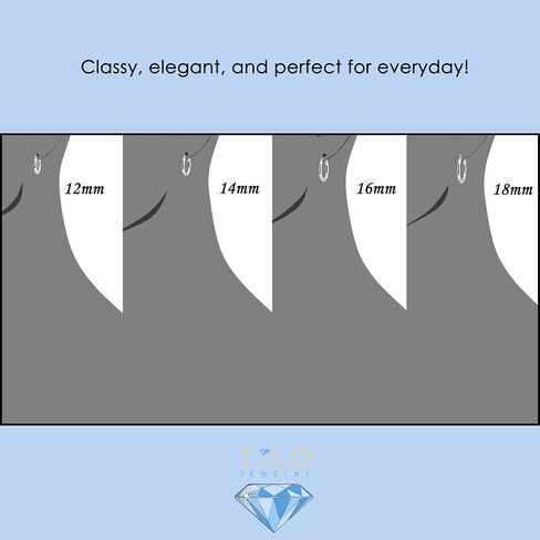 10K White Gold Classic Shiny Polished Hoop Earrings, Plain Round Gold Hoops, Gold Earrings for Women and Men, 10K Real Gold in Saudi Arabia