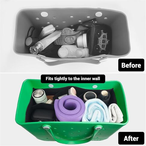 بطانة مطاطية لتنظيم حقيبة الشاطئ متوافقة مع حقيبة Bo gg الأصلية مقاس X Large وحقيبة لباد متعددة الوظائف ذات سعة كبيرة مع سحاب، فقط لحقائب Bo gg مقاس XL (أسود) in Kuwait