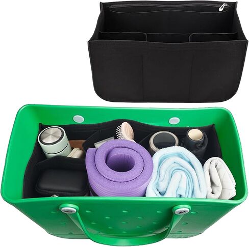 بطانة مطاطية لتنظيم حقيبة الشاطئ متوافقة مع حقيبة Bo gg الأصلية مقاس X Large وحقيبة لباد متعددة الوظائف ذات سعة كبيرة مع سحاب، فقط لحقائب Bo gg مقاس XL (أسود) in Kuwait