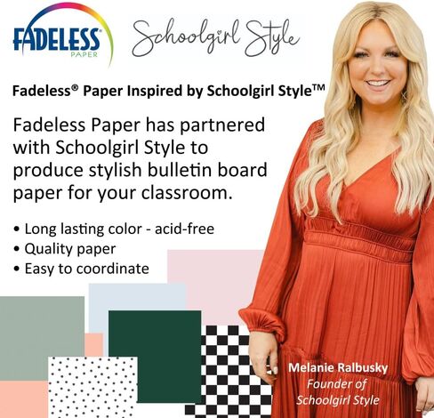 ورق لوحة إعلانات Fadeless Schoolgirl Style، سكر مرجاني، 48 بوصة × 12 بوصة، 1 لفة in Kuwait