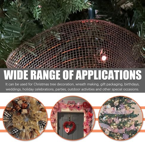 Tanstic 3 Rolls Mesh Ribbon, Christmas Deco Mesh Metallic Red Green White Mesh Ribbon Rolls for Wreaths, Gift Wrapping, Party Decorations (6 Inch x 10 Yards Per Roll) in Saudi Arabia