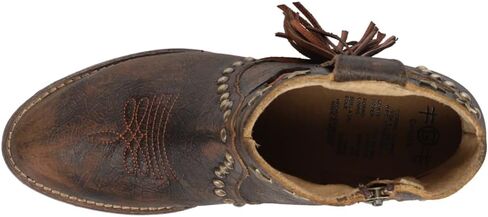 Circle G LADIE'S DISTRESSED BROWN FRINGE & STUDS & LASER ANKLE BOOT ROUND TOE, RUBBER SOLE, URBAN Q0181 in Saudi Arabia
