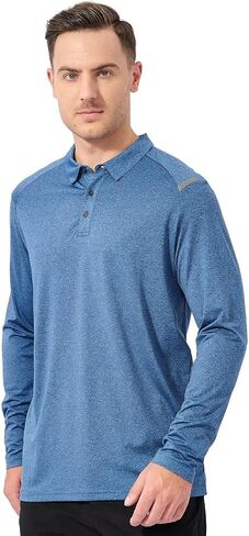 SVILU Men's Long Sleeve Polo - UPF Quick Dry Golf Shirts Running Hiking Outdoor Top in Saudi Arabia