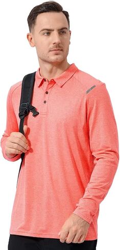 SVILU Men's Long Sleeve Polo - UPF Quick Dry Golf Shirts Running Hiking Outdoor Top in Saudi Arabia