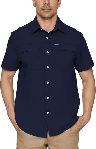 PIQIDIG Men's UPF 50+ Sun Protection Shirt Short Sleeve Hiking Fishing Shirt Quick Dry for Safari Travel Button Down Shirts in Saudi Arabia