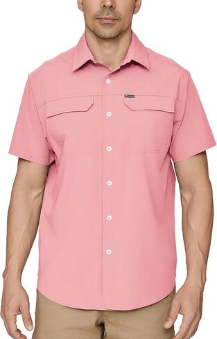 PIQIDIG Men's UPF 50+ Sun Protection Shirt Short Sleeve Hiking Fishing Shirt Quick Dry for Safari Travel Button Down Shirts in Saudi Arabia
