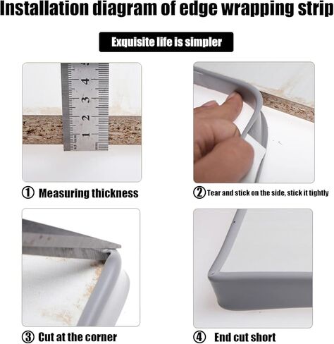 Edge Protector for Furniture, U Shape Edge Banding, Corner Protectors and Furniture Edge, Self-Adhesive, Flexible, for Cabinet Repair Restoration and Wood Veneer(11/20''*9.8ft Grey) in Saudi Arabia