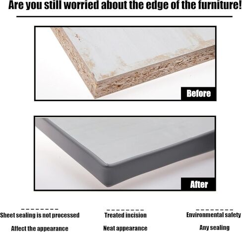 Edge Protector for Furniture, U Shape Edge Banding, Corner Protectors and Furniture Edge, Self-Adhesive, Flexible, for Cabinet Repair Restoration and Wood Veneer(11/20''*9.8ft Grey) in Saudi Arabia