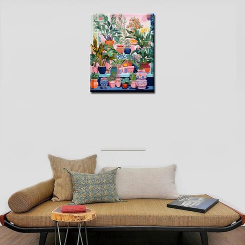 Colorful Array of Potted Plants Paint by Numbers for Adults Beginner Kids Window Sill Landscape Oil Painting Kit on Canvas with Brushes Acrylic Pigment Arts Home Decor 16x20In (DIY Frame) in Kuwait