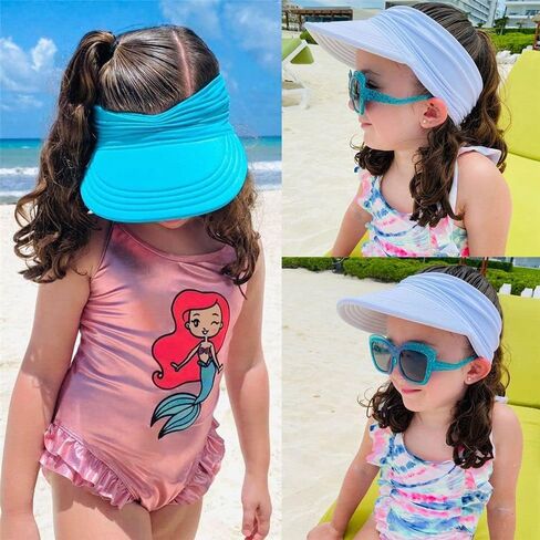 Black Children Sun Hat, Fashion Elastic Hollow Top Sun Visor Hat for Kids, Outdoor Quick-Drying Anti-UV Wide Brim Visor Hat, Summer Sun Protection Beach Caps for Boys Girls in Saudi Arabia