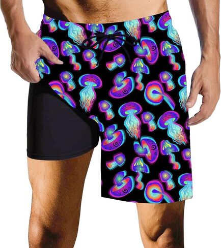 Mens Swim Trunks with Compression Liner Quick Dry Zipper Pocket Bathing in Saudi Arabia