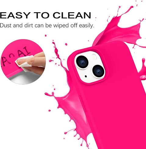 BENTOBEN Compatible with iPhone 14 Case, Soft Silicone Gel Rubber Bumper Microfiber Lining Hard Back Shockproof Protective Phone Cover for iPhone 14 6.1", Hot Pink in Kuwait