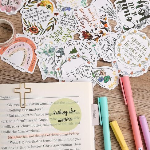 Bible Journaling Kit Bible Aesthetic Highlighters and No Bleed Pens Bible Tabs Washi Tapes Transparent Clear Sticky Notes Study Kit for Gift Bible Study Supplies for Women in Saudi Arabia
