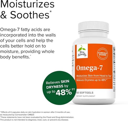 تيري أوميغا 7 بشكل طبيعي، 60 كبسولة هلامية - مكمل نبق البحر - يرطب البشرة من الرأس إلى أخمص القدمين - غير معدّل وراثيًا، خالي من الغلوتين - 60 حصة in Kuwait