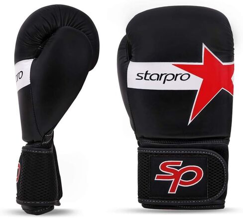 قفازات الملاكمة Starpro للرجال والنساء - جلد صناعي - 10oz 12oz 14oz 16oz - قفازات ثقيلة للكيك بوكسينغ والسجال - قابلة للتنفس in Kuwait