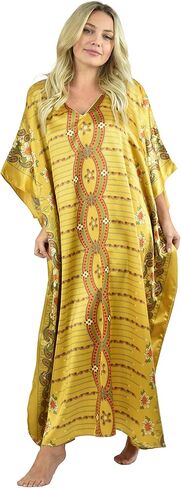 قفطان من الساتان/قفطان من Up2date Fashion بطباعة هندسية، طراز Caf-36C3 فضي in Kuwait