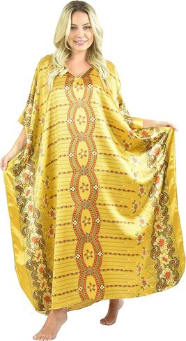 قفطان من الساتان/قفطان من Up2date Fashion بطباعة هندسية، طراز Caf-36C3 فضي in Kuwait