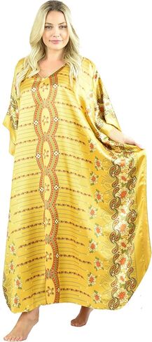 قفطان من الساتان/قفطان من Up2date Fashion بطباعة هندسية، طراز Caf-36C3 فضي in Kuwait