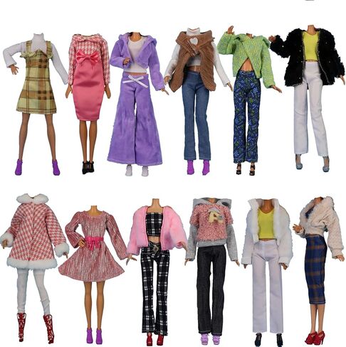 Doll Clothes, 5 Sets Fashion Outfits Autumn Dresses Spring Clothes Sweater Pants Shoes Socks Bag for 29cm Dolls Accessories Baby Gifts (G) in Saudi Arabia