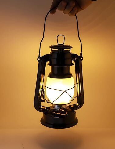 LED Vintage Flame Lantern Metal Outdoor Hanging Lantern with Dancing Flame Battery Operated Halloween Outdoor Indoor Decoration(Black Pack of 2) in Kuwait