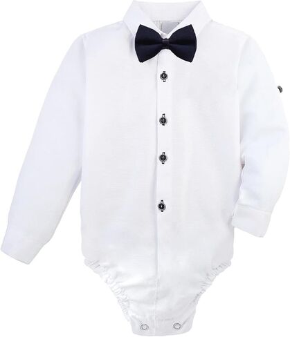 Lilax Baby Boy's Gentleman Outfit, Formal Romper Shirt, Bow Tie, Suspender and Pant Set in Saudi Arabia