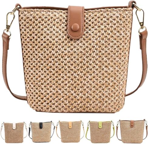 VTYFRY Straw Crossbody Bags for Women Trendy Beach Handmade Rattan Shoulder Bags Woven Leather Straps Clutch Purse Vacation in Saudi Arabia