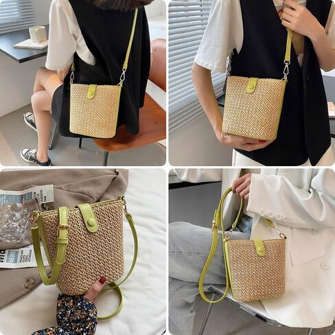 VTYFRY Straw Crossbody Bags for Women Trendy Beach Handmade Rattan Shoulder Bags Woven Leather Straps Clutch Purse Vacation in Saudi Arabia