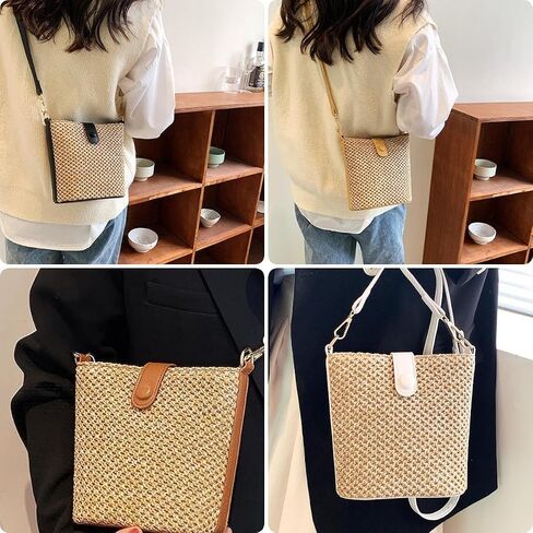 VTYFRY Straw Crossbody Bags for Women Trendy Beach Handmade Rattan Shoulder Bags Woven Leather Straps Clutch Purse Vacation in Saudi Arabia