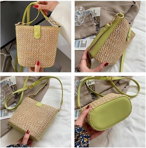 VTYFRY Straw Crossbody Bags for Women Trendy Beach Handmade Rattan Shoulder Bags Woven Leather Straps Clutch Purse Vacation in Saudi Arabia