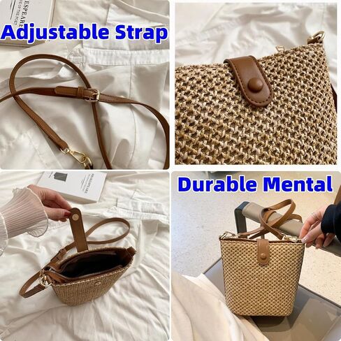 VTYFRY Straw Crossbody Bags for Women Trendy Beach Handmade Rattan Shoulder Bags Woven Leather Straps Clutch Purse Vacation in Saudi Arabia