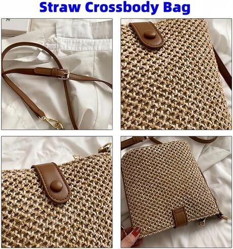 VTYFRY Straw Crossbody Bags for Women Trendy Beach Handmade Rattan Shoulder Bags Woven Leather Straps Clutch Purse Vacation in Saudi Arabia