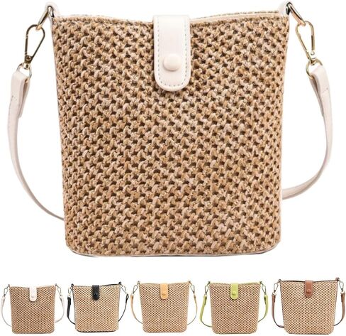 VTYFRY Straw Crossbody Bags for Women Trendy Beach Handmade Rattan Shoulder Bags Woven Leather Straps Clutch Purse Vacation in Saudi Arabia