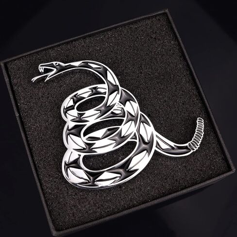 ملصق سيارة معدني Dont Tread on Me، شعار تلقائي بعلم Gadsden، ملصق ثعبان ثلاثي الأبعاد للسيارات والشاحنات والدراجات النارية (فضي) in Kuwait
