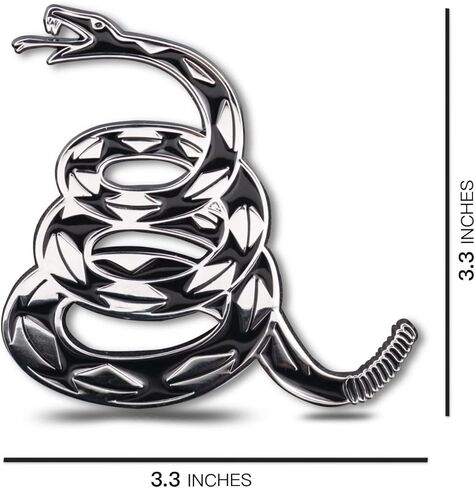 ملصق سيارة معدني Dont Tread on Me، شعار تلقائي بعلم Gadsden، ملصق ثعبان ثلاثي الأبعاد للسيارات والشاحنات والدراجات النارية (فضي) in Kuwait