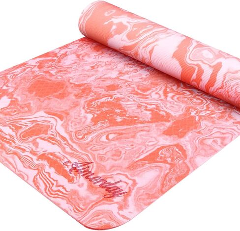 AIMERDAY Non Slip Yoga Mat Eco Friendly TPE Exercise Mat Premium Print 1/4 Inch Thick High Density Lightweight Pilates Mat with Carrying Strap for Floor Workout, Fitness & Hot Yoga 72" x 24" in Saudi Arabia