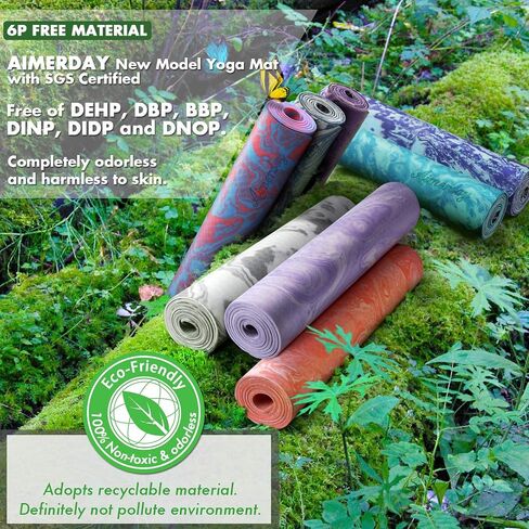 AIMERDAY Non Slip Yoga Mat Eco Friendly TPE Exercise Mat Premium Print 1/4 Inch Thick High Density Lightweight Pilates Mat with Carrying Strap for Floor Workout, Fitness & Hot Yoga 72" x 24" in Saudi Arabia