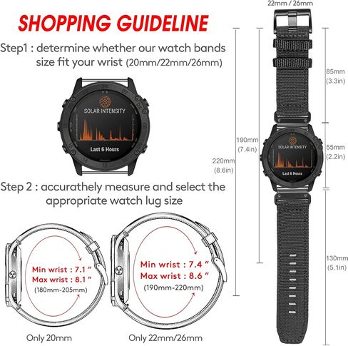 Compatible With Garmin, Nylon Watch Band Sports Strap For fēnix/Forerunner/Vivoactive/Approach/MARQ/quatix/D2 Series Tough Replacement Band For Men in Saudi Arabia