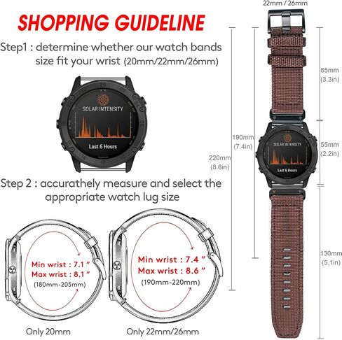 Compatible With Garmin, Nylon Watch Band Sports Strap For fēnix/Forerunner/Vivoactive/Approach/MARQ/quatix/D2 Series Tough Replacement Band For Men in Saudi Arabia