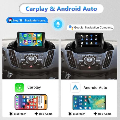 2G+64G for Ford Kuga Escape 2013-2019 Android Car Stereo with Wireless Carplay Android Auto, 9“ Touch Screen Bluetooth Car Radio GPS Navigation WiFi HiFi Audio FM SWC USB + HD Backup Camera in Saudi Arabia