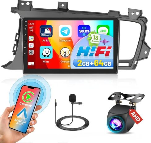 [2G+64G] Hikity Android 13 Stereo for Kia Optima K5 2010-2013, 9 Inch HD Touch Screen Car Radio with Wireless CarPlay Android Auto Bluetooth GPS Navigation Backup Camera Microphone in Saudi Arabia