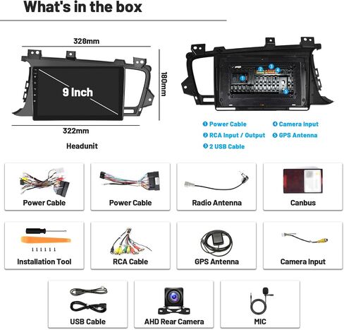 [2G+64G] Hikity Android 13 Stereo for Kia Optima K5 2010-2013, 9 Inch HD Touch Screen Car Radio with Wireless CarPlay Android Auto Bluetooth GPS Navigation Backup Camera Microphone in Saudi Arabia