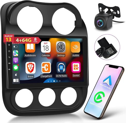 8 Core 4G Network [4G+64G] Car Radio for Jeep Compass Patriot 2010-2016, 10 inch Android 13 Touchscreen Patriot Stereo -Carplay/Android Auto/DSP 32 EQ/IPS Screen/WiFi/SWC/Bluetooth 5.0 in Saudi Arabia