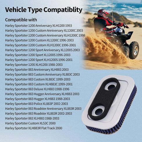JCKLW 29036-88B 29331-96 فلتر الهواء لـ Harley Sportster 883 Roadster XL883R Police XL883P Hugger Anniversary XLH883 مخصص XLH883C 1200 XLH1200 Sport XLH1200S مخصص XLH1200C الذكرى السنوية XLH1200 in Kuwait